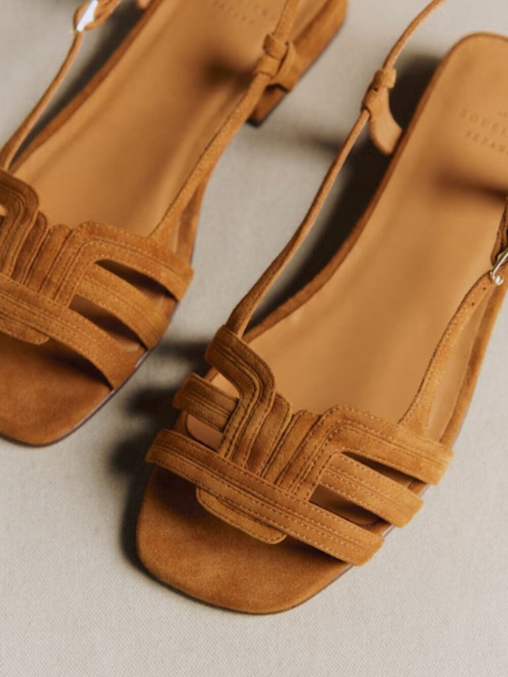 Sézane Josepha Caramel Suede Flat Sandals US 8 EU 39 - Picture 2 of 9